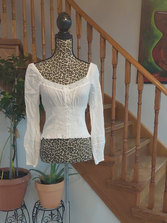 American Eagle Outfitters Tops - White Long-Sleeve Smocked Peasant Top